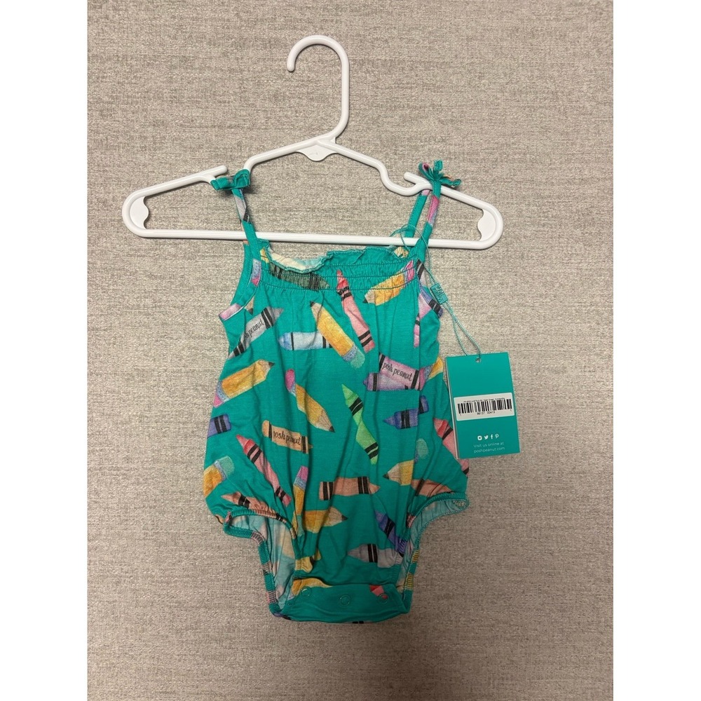 NEW NWT Posh Peanut Bubble Romper Colorful Crayons Size 0/3 Months